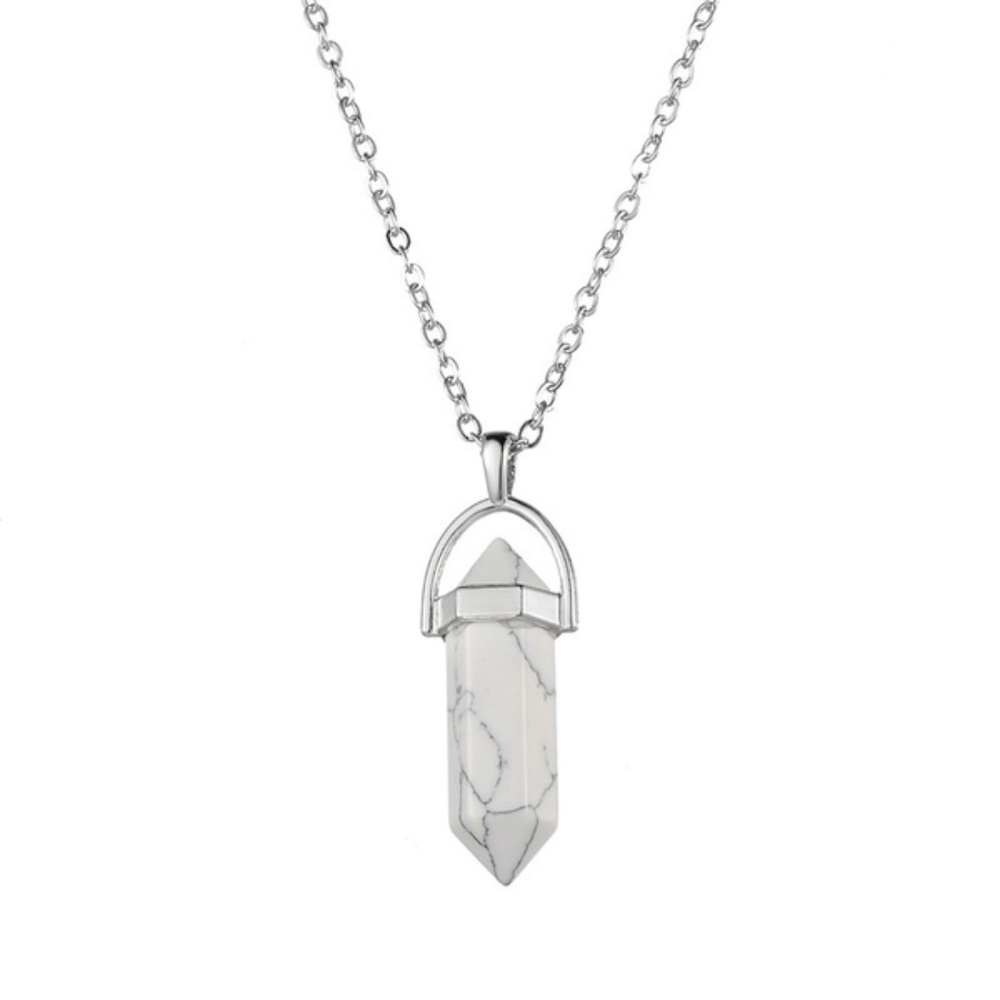⚪️NEW! Crystal Pendant Necklace WHITE HOWLITE
